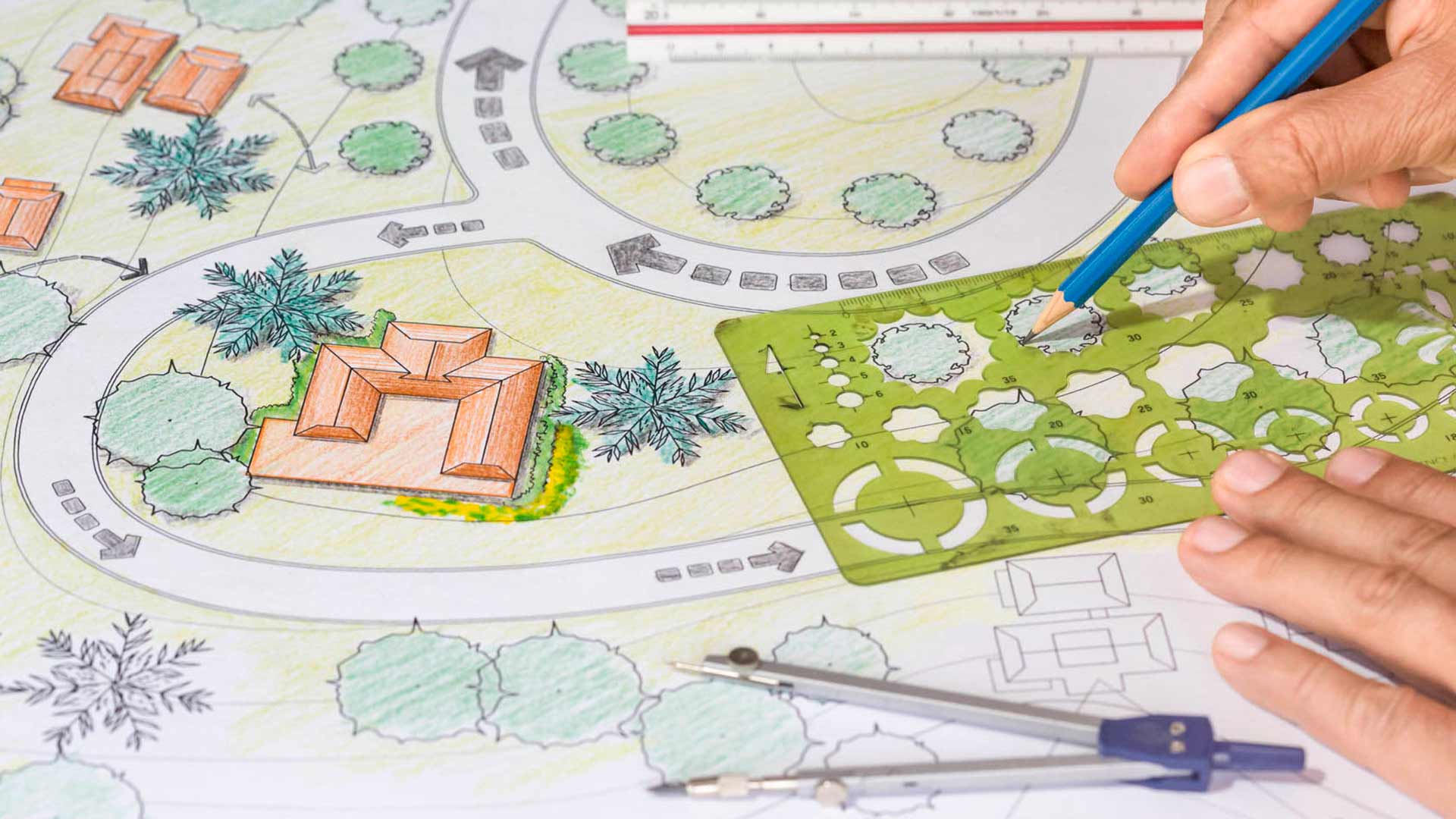 2D landscape design sketch for a property in Ada, Michigan.