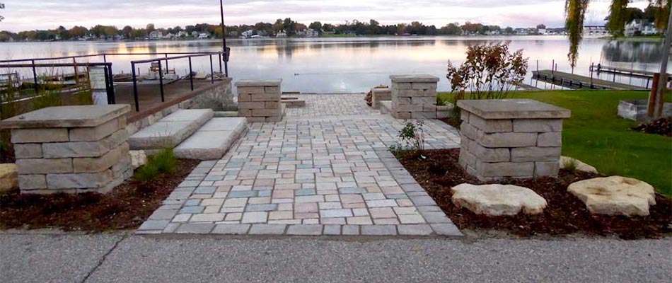 Custom paver patio at a Grand Rapids, MI residential property.