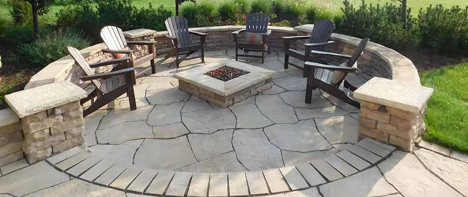 Custom fire pit construction in Wyoming, MI.
