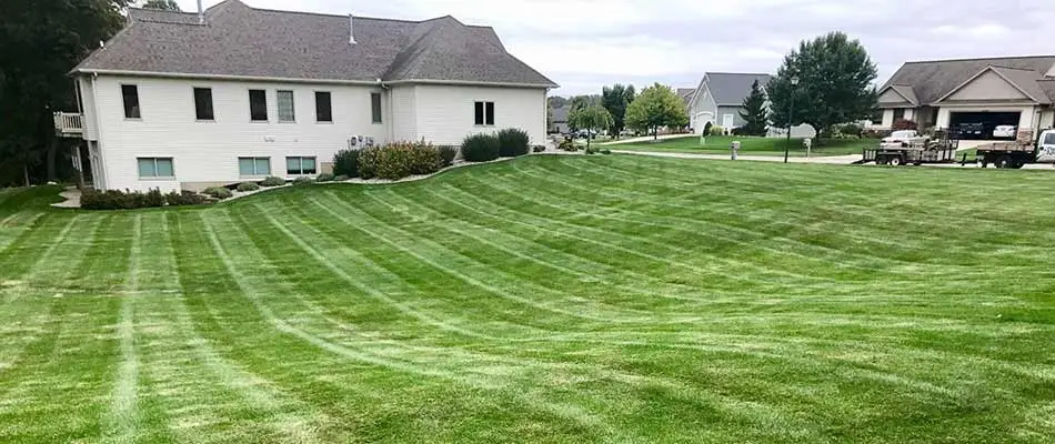 A home in Comstock Park, MI with fresh mowing lines.
