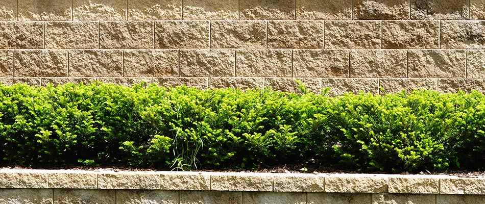 The beautiful brick and concrete materials this retaining wall is made from in Ada, MI.